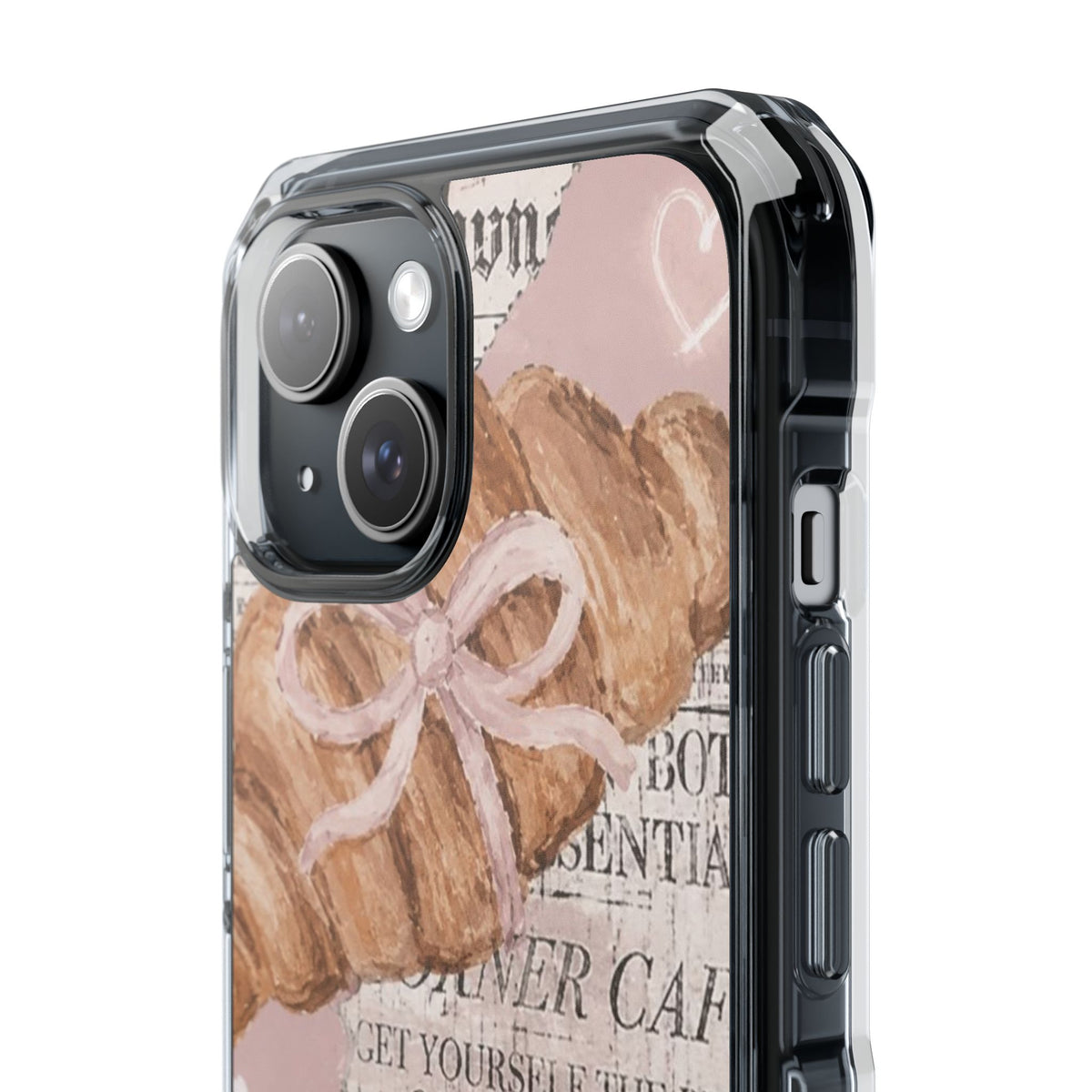 Cute Bunny & Newspaper Collage Phone Case 🎀🦸 | Soft Aesthetic Bow Teddy Bear Cover