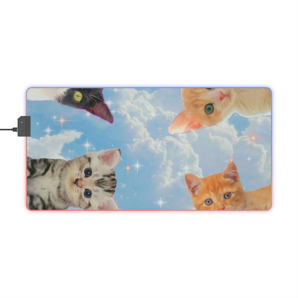 Cloud Kitties LED Gaming Mouse Pad | Cute Aesthetic RGB Desk Mat