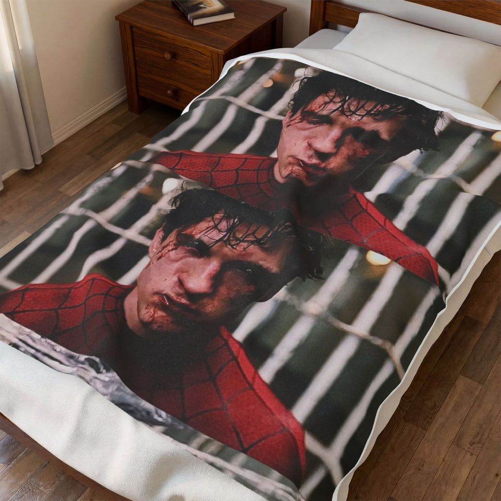 Spider-Man Portrait Velveteen Plush Blanket 🕷️ | Cozy Superhero Throw Blanket