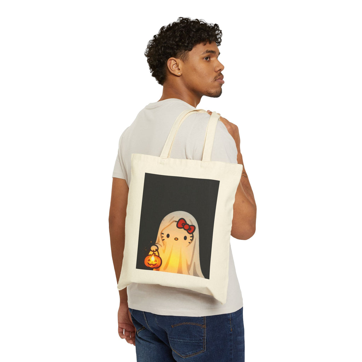 Hello Kitty Ghost Tote Bag 👻🎃 | Cute Halloween Canvas Bag