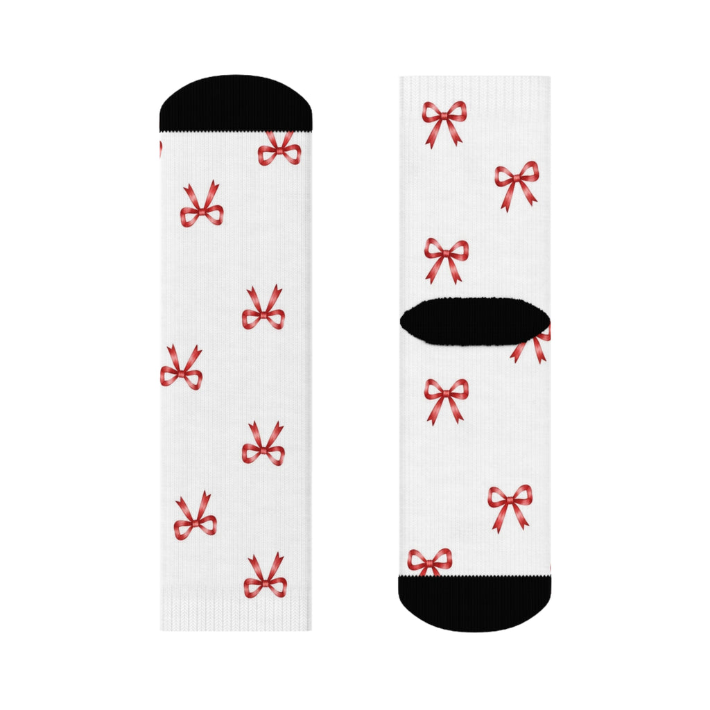 Red Ribbon Bow Socks | Cute Girly Coquette Aesthetic Socks