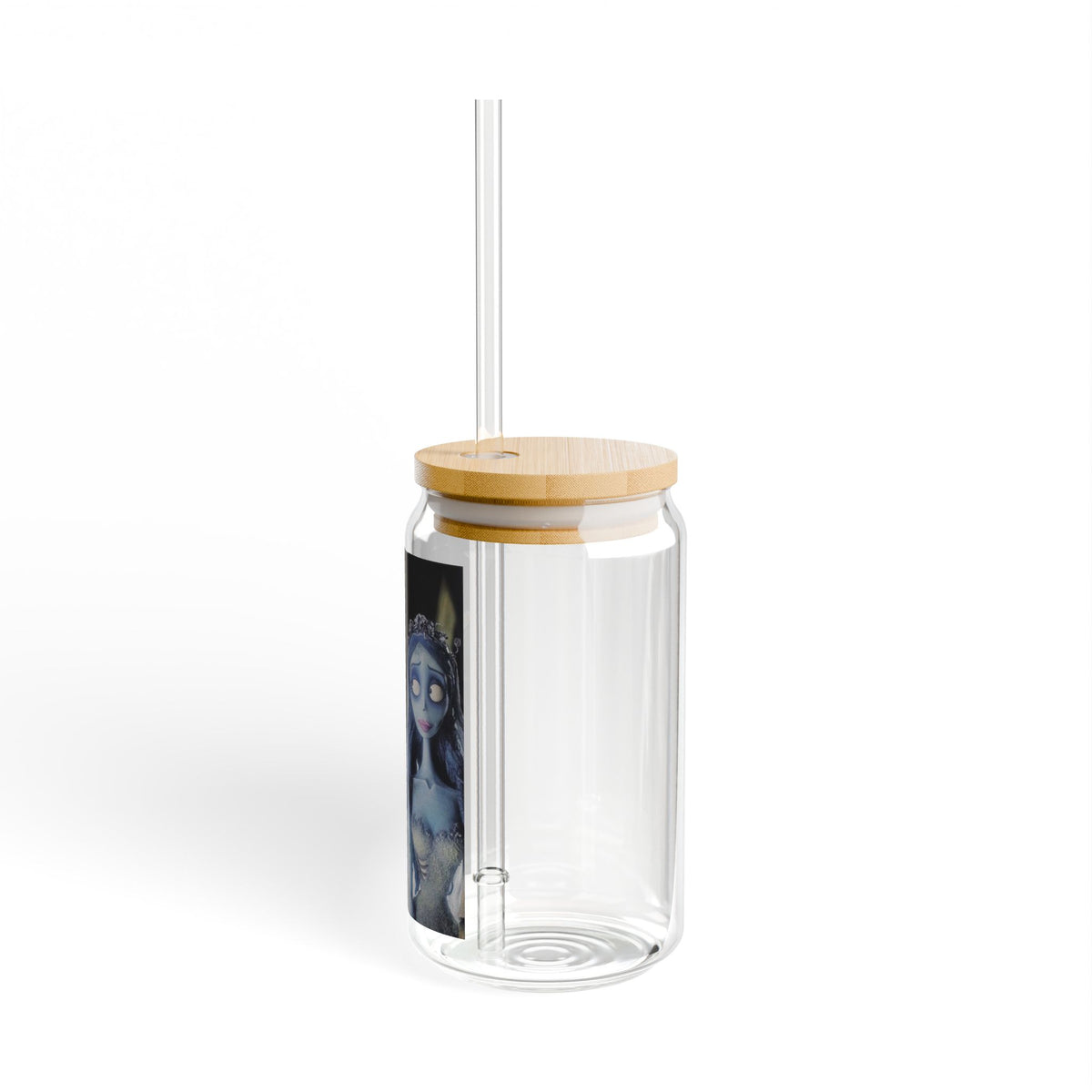 Corpse Bride & Victor Drink Glass 16oz 🖤💙 | Spooky Gothic Aesthetic Glass with Lid & Straw
