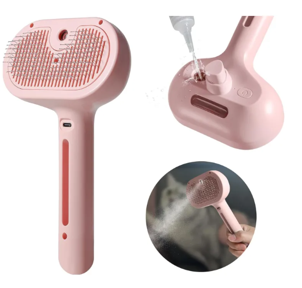 Pet Hair Spray Brush 🐾✨ | 2-in-1 Grooming Sprayer & Comb for Dogs & Cats