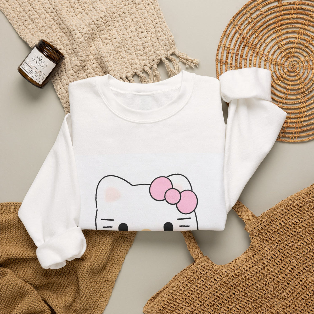 Hello Kitty Ghost Crewneck Sweatshirt | Cute Unisex Halloween Pullover