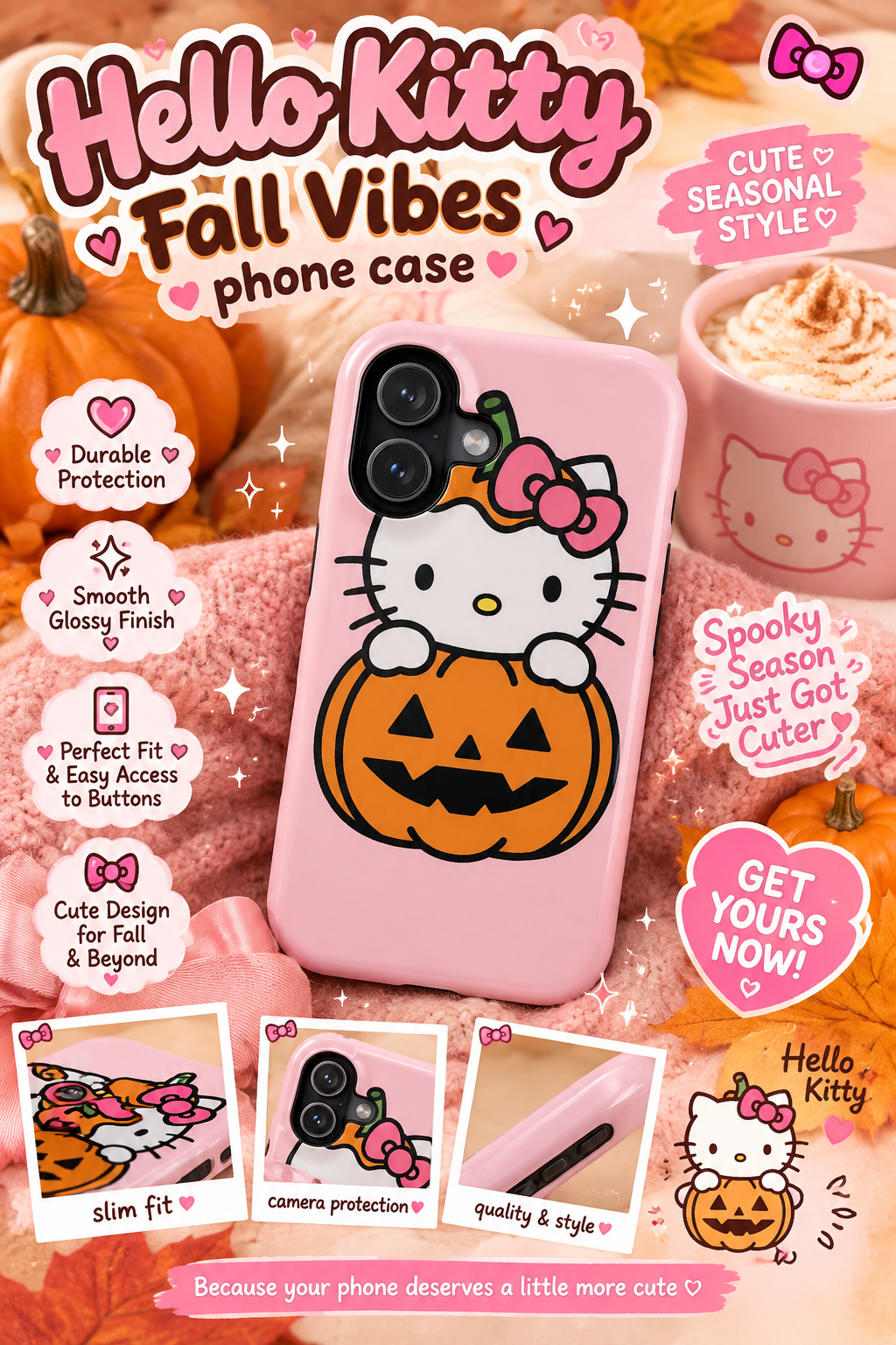 Hello Kitty Pumpkin Phone Case 🎃 | Cute Fall Halloween iPhone & Samsung Cover