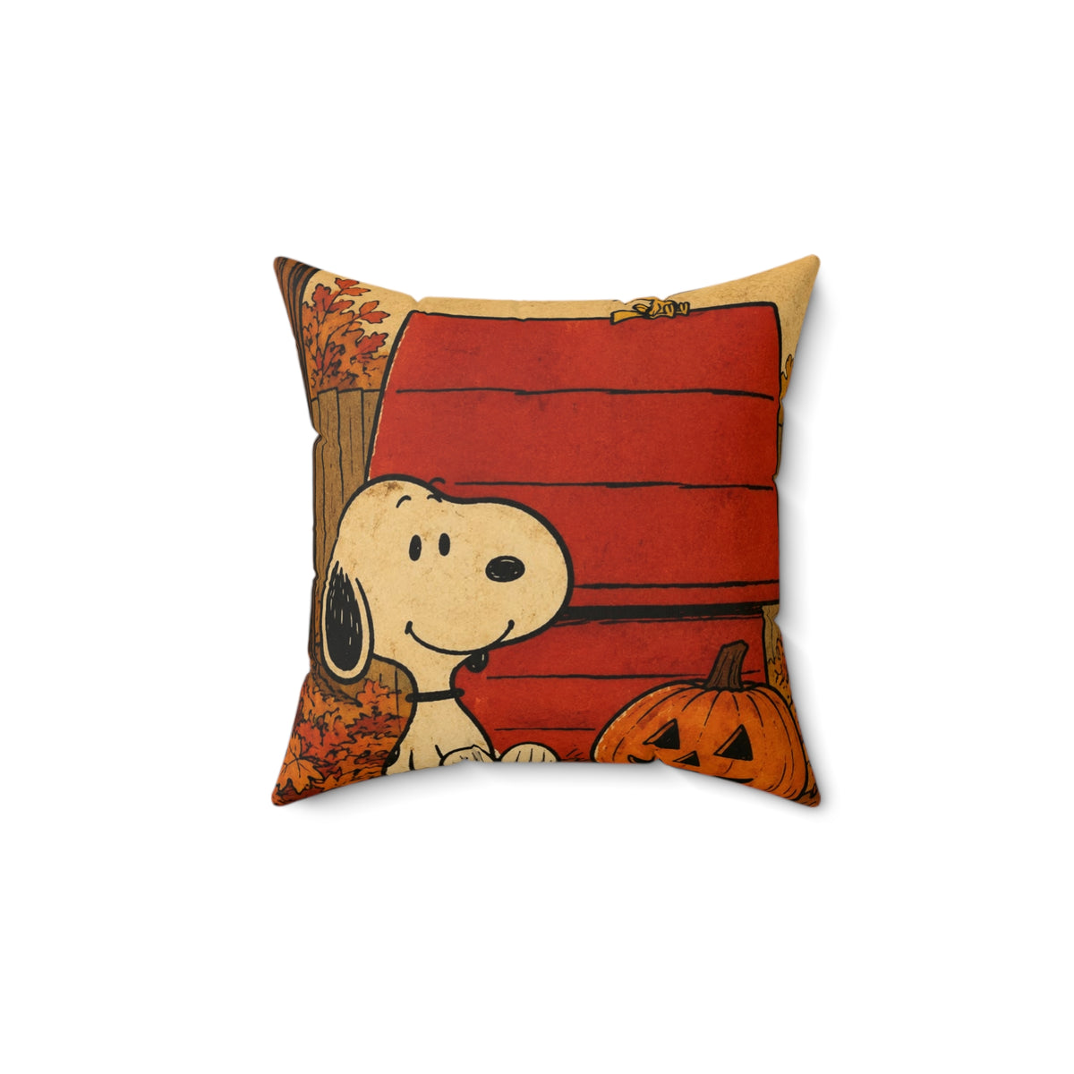 Snoopy Fall Square Pillow | Cozy Autumn Home Decor