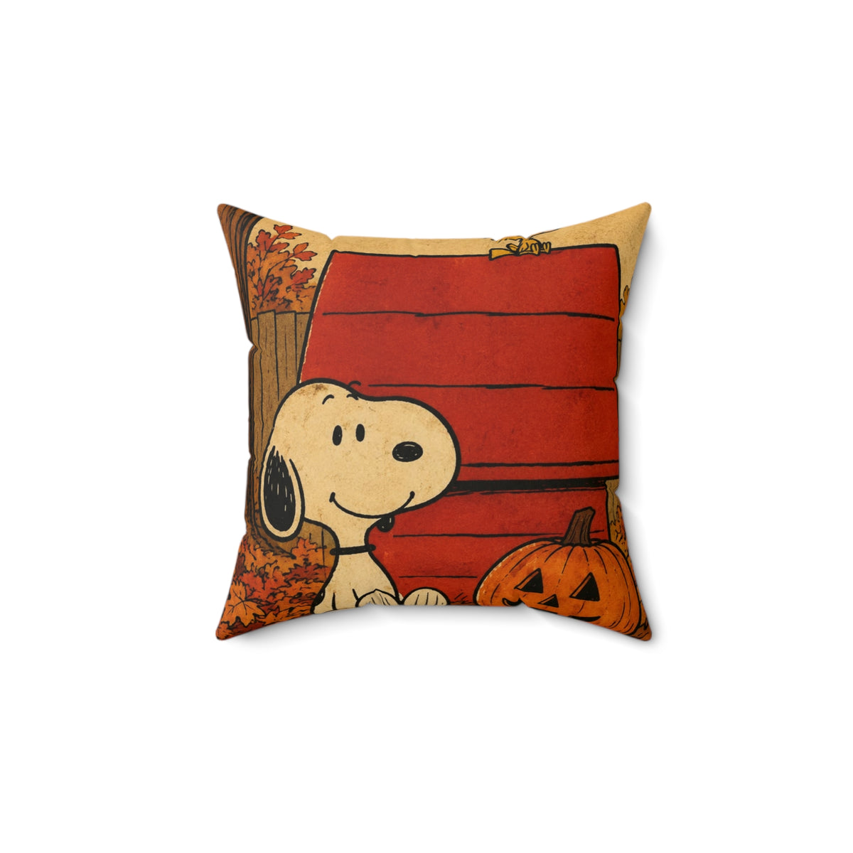 Snoopy Fall Square Pillow | Cozy Autumn Home Decor