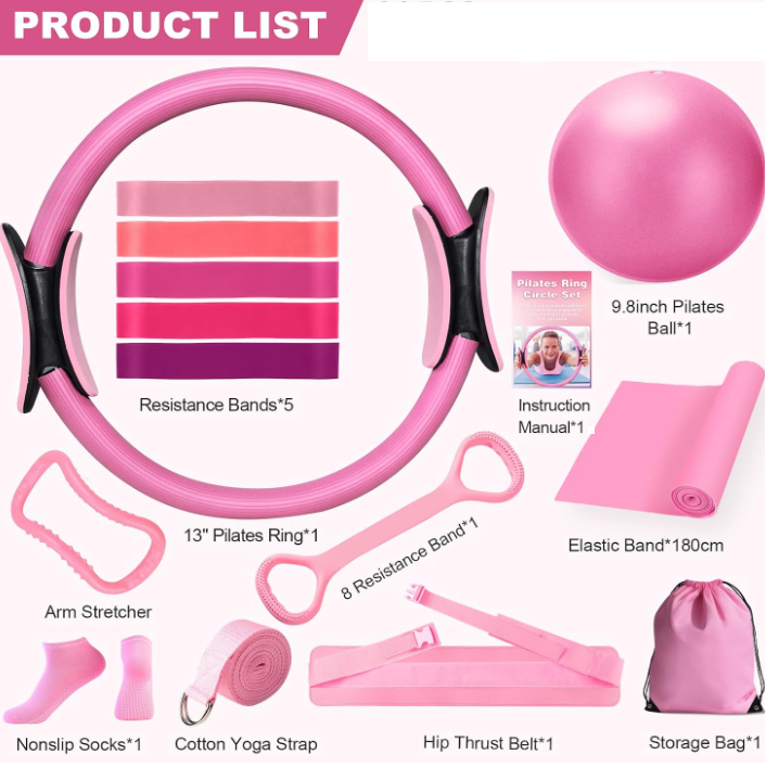 13-Piece Yoga & Pilates Set 🧘‍♀️✨ | Complete Home Fitness Kit with Mat, Blocks, Bands & More
