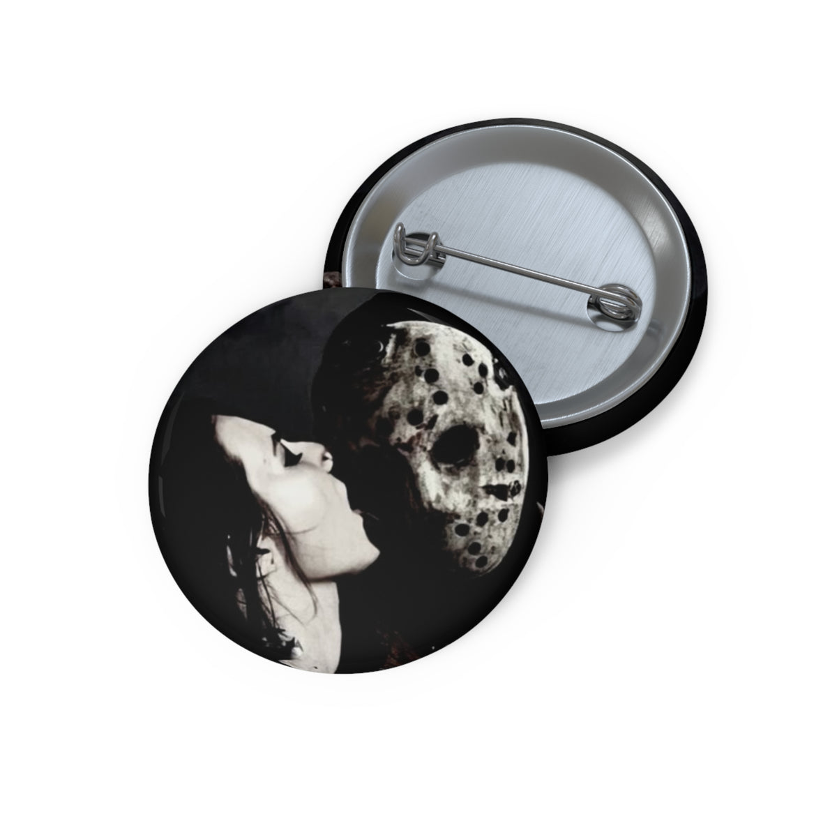Horror Kiss Moon Skull Lapel Pin 🖤 | Goth Gothic Jason Enamel Pin Button