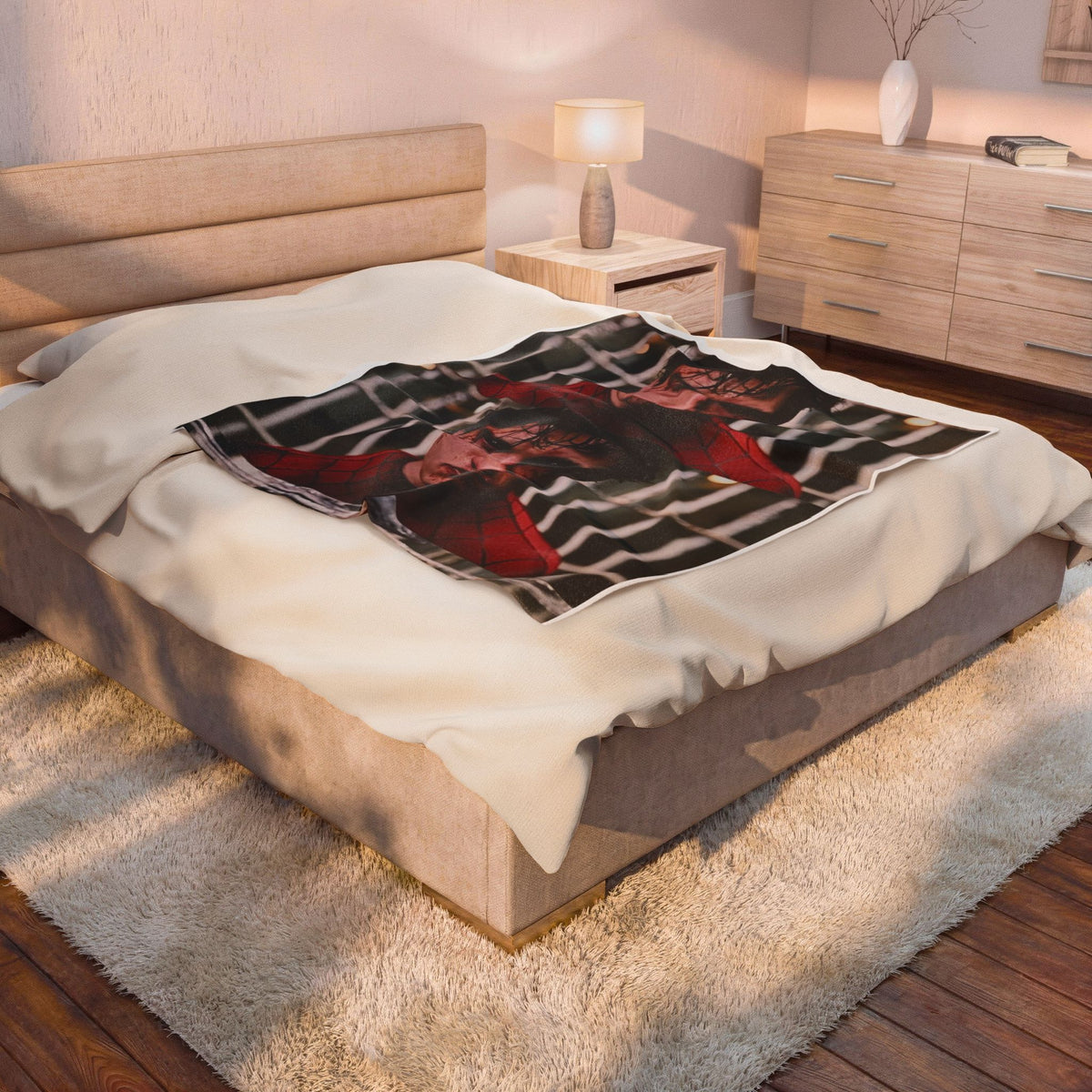 Spider-Man Portrait Velveteen Plush Blanket 🕷️ | Cozy Superhero Throw Blanket