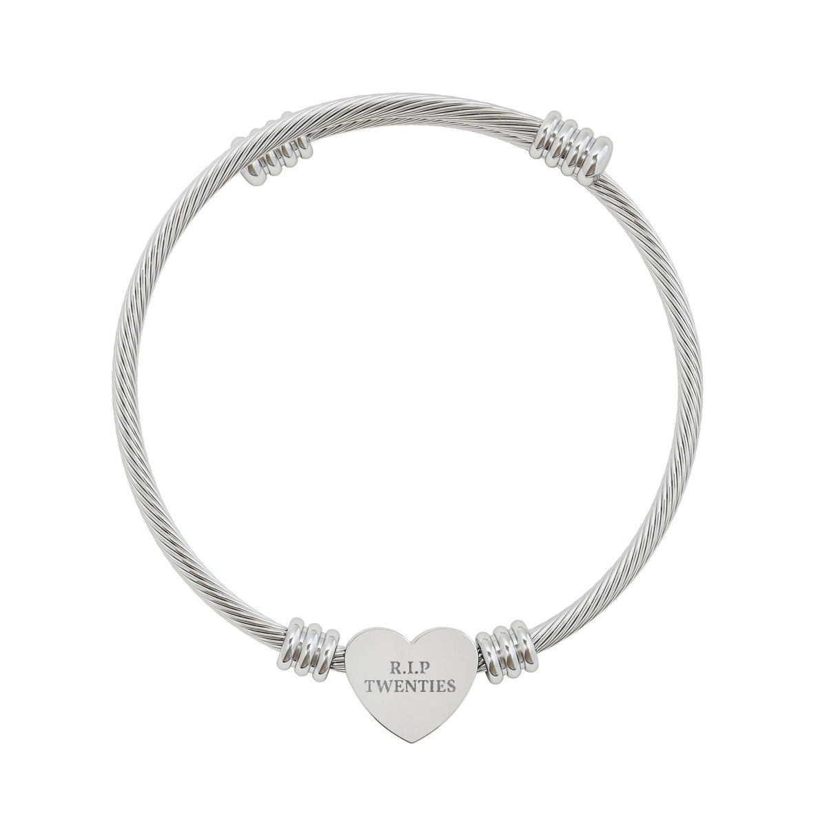 RIP 20s Engravable Heart Cuff Bracelet | Tarnish-Resistant Stainless Steel