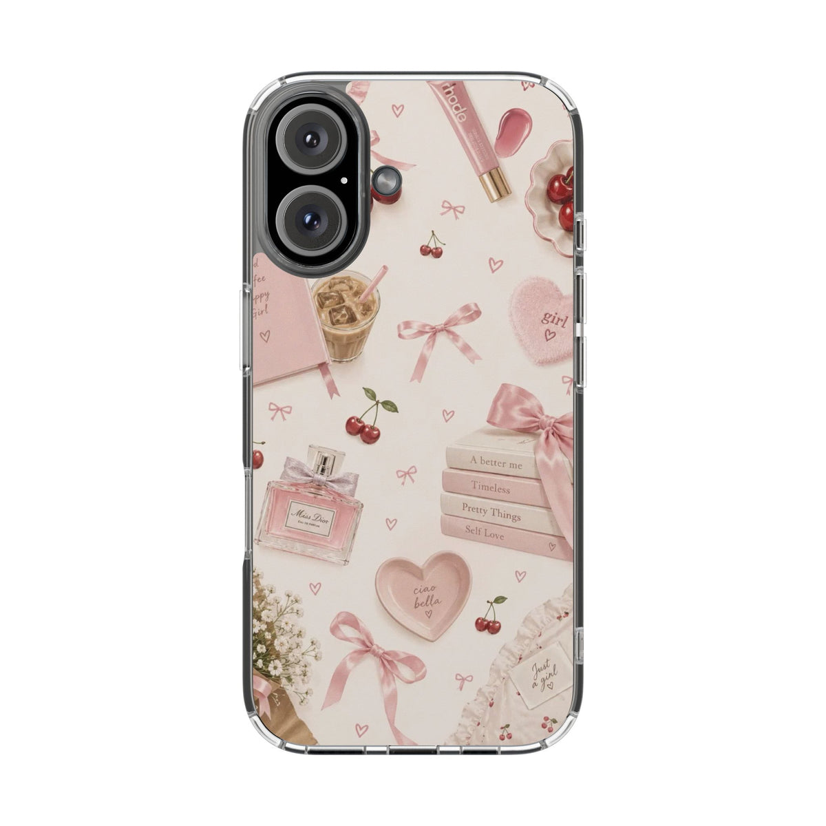 Coquette Cherry & Bow iPhone Case 🎀🍒 | Soft Feminine Aesthetic Clear Phone Cover