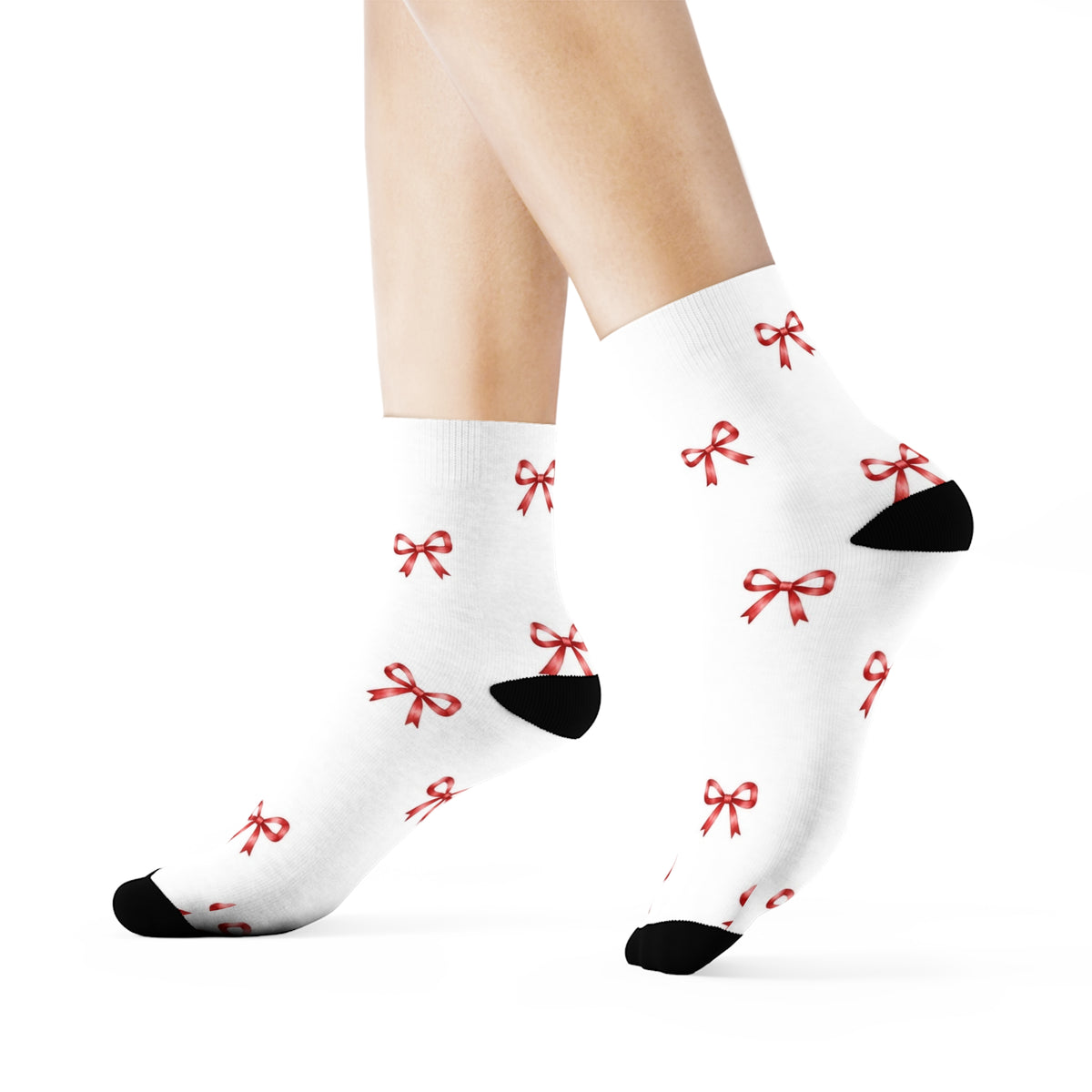Red Ribbon Bow Socks | Cute Girly Coquette Aesthetic Socks