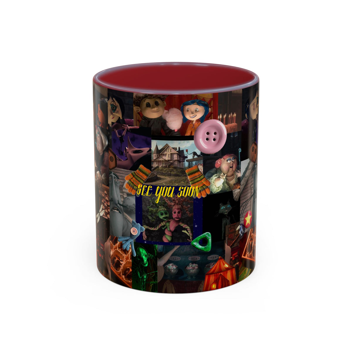Coraline Collage Coffee Mug | Spooky Aesthetic Ceramic Mug 11oz & 15oz