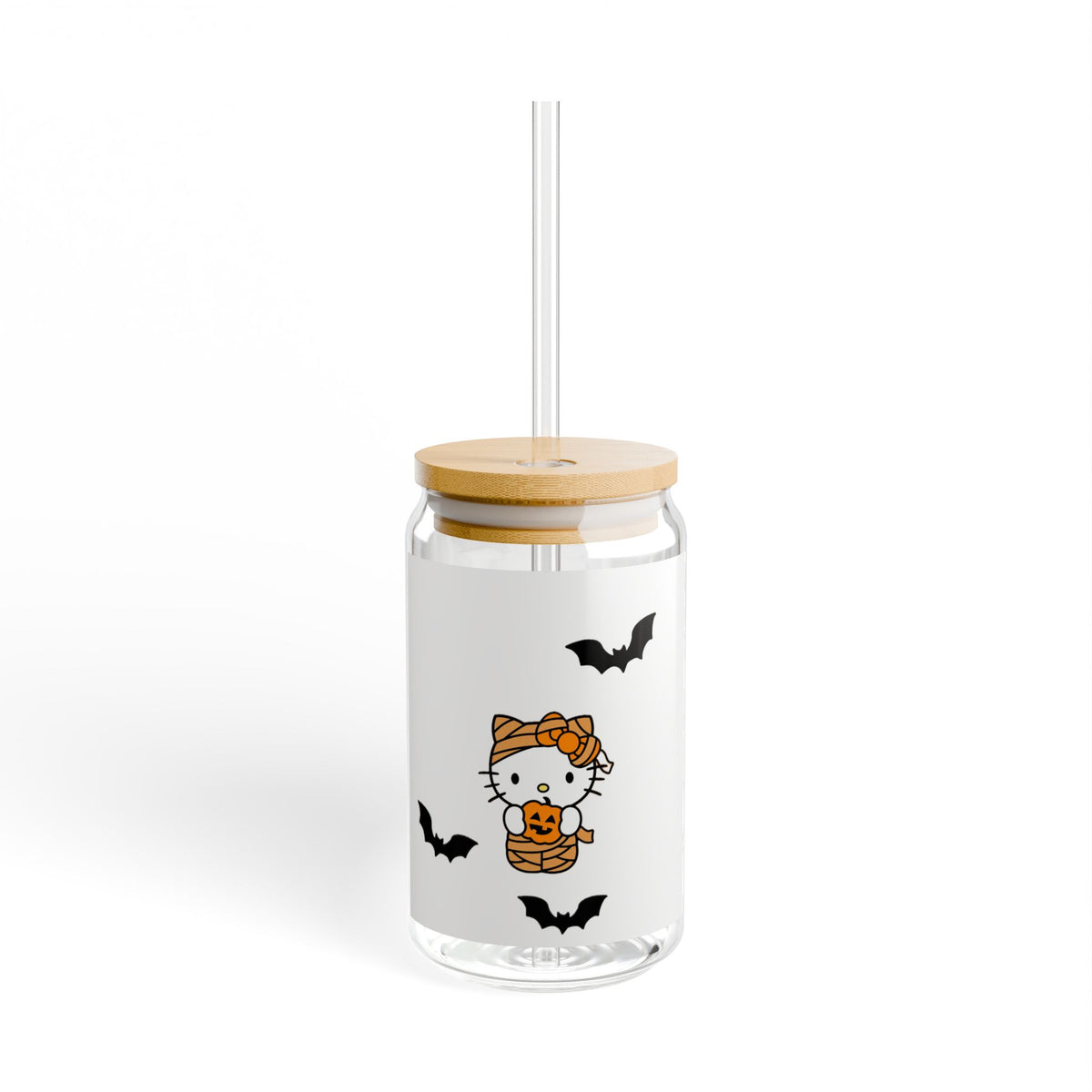 Hello Kitty Aesthetic Drink Glass 16oz | Cute Clear Glass with Lid & Straw