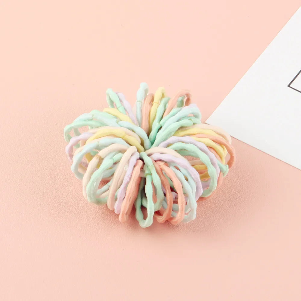 Candy Color Elastic Hair Bands (100 pcs) 🎈✨ | Girls & Kids Nylon Scrunchie Headband Set