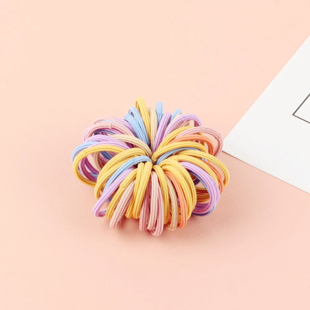 Candy Color Elastic Hair Bands (100 pcs) 🎈✨ | Girls & Kids Nylon Scrunchie Headband Set