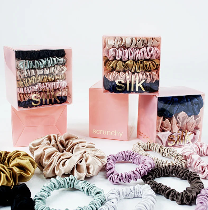 Best Glossy Luxury Hot Sale Classic Elegant Hairband 19mm Silk Scrunchie 3.5cm