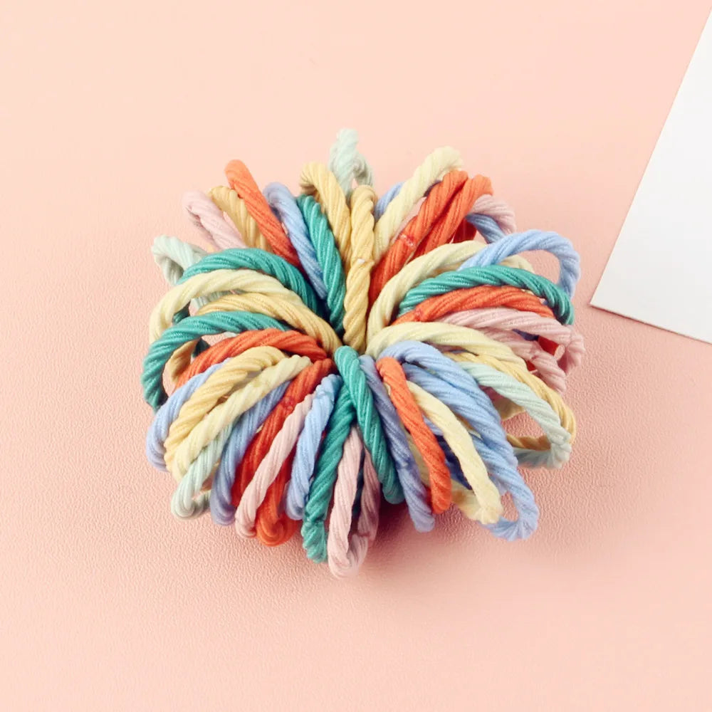 Candy Color Elastic Hair Bands (100 pcs) 🎈✨ | Girls & Kids Nylon Scrunchie Headband Set