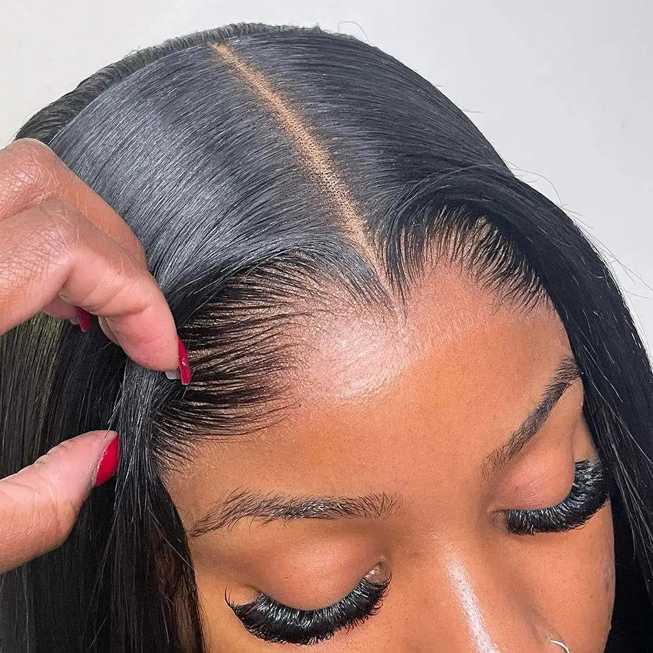 Straight Raw Human Hair Lace Front Wigs Hairline Wig Virgin Human Hair Hd Lace Frontal Wig Vendor  for Black Women
