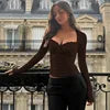 Elegant Solid Color Lace Trimmed Casual Breathable Anti-Wrinkle Loose Square Collar Full Sleeve Knitted Spandex/Polyester Blouse