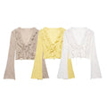 ZATRHMBM Spring/Summer 2026 New Fashionable Bow-Knot Layered Shirt, Retro Long-Sleeved Short Women's Top