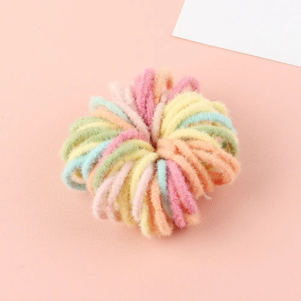 Candy Color Elastic Hair Bands (100 pcs) 🎈✨ | Girls & Kids Nylon Scrunchie Headband Set