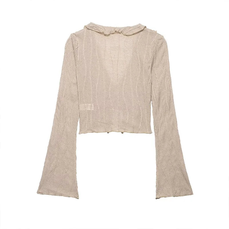 ZATRHMBM Spring/Summer 2026 New Fashionable Bow-Knot Layered Shirt, Retro Long-Sleeved Short Women's Top