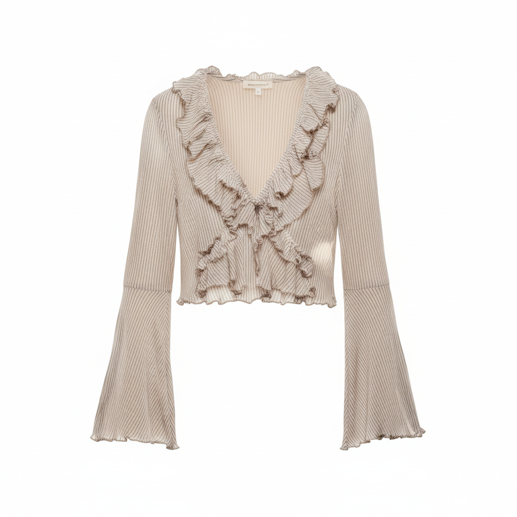 ZATRHMBM Spring/Summer 2026 New Fashionable Bow-Knot Layered Shirt, Retro Long-Sleeved Short Women's Top