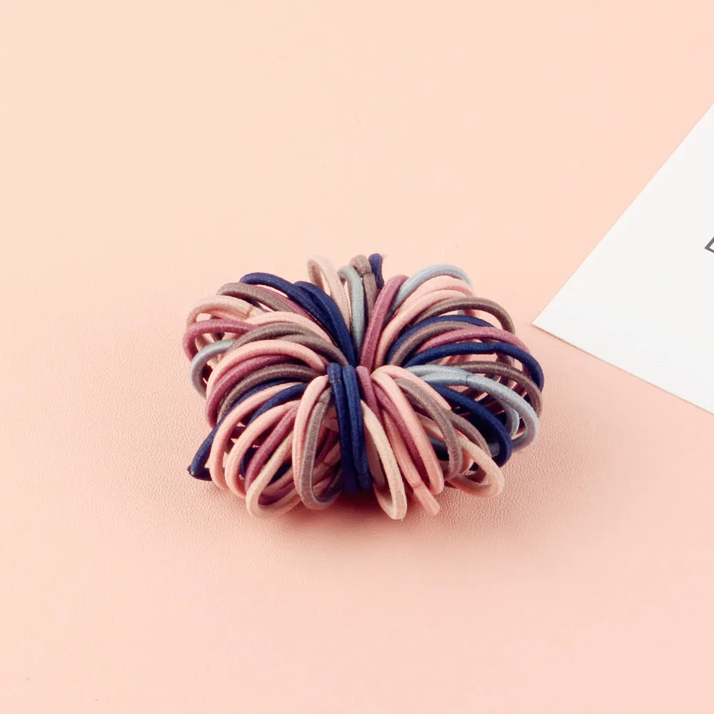 Candy Color Elastic Hair Bands (100 pcs) 🎈✨ | Girls & Kids Nylon Scrunchie Headband Set