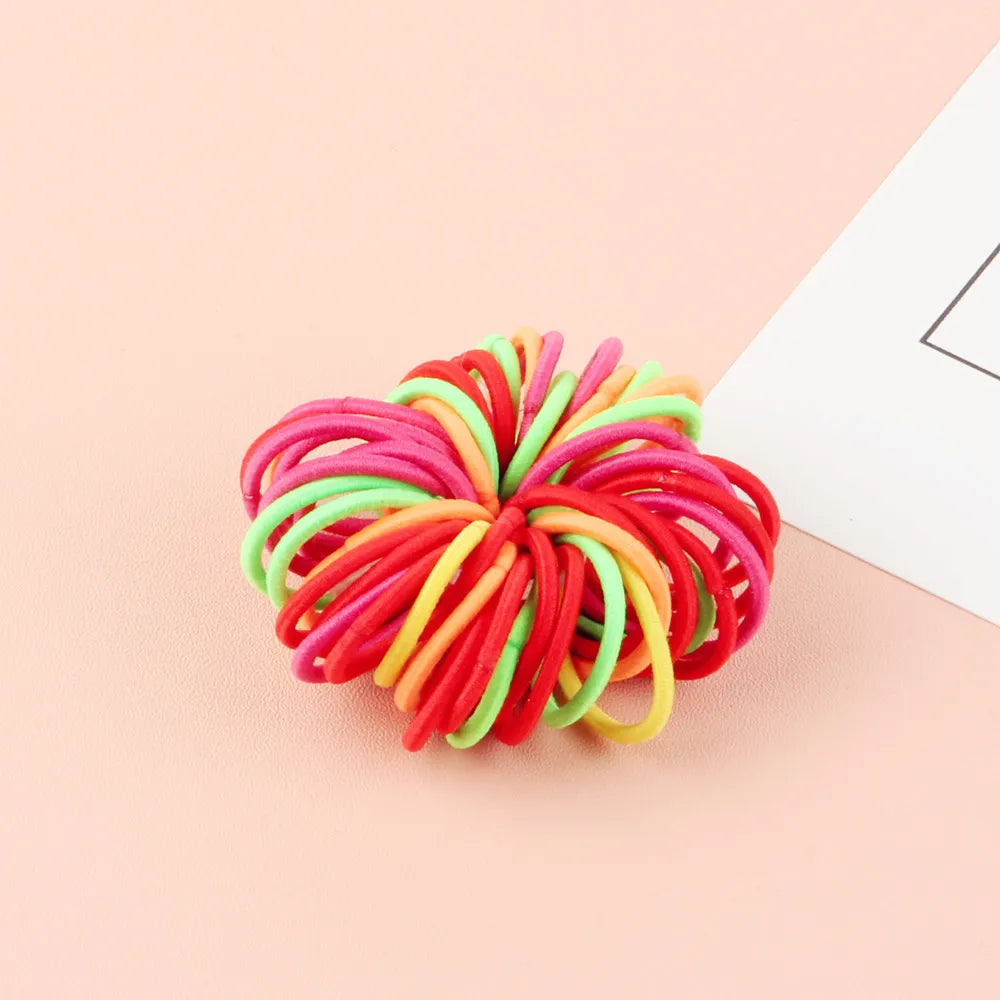 Candy Color Elastic Hair Bands (100 pcs) 🎈✨ | Girls & Kids Nylon Scrunchie Headband Set