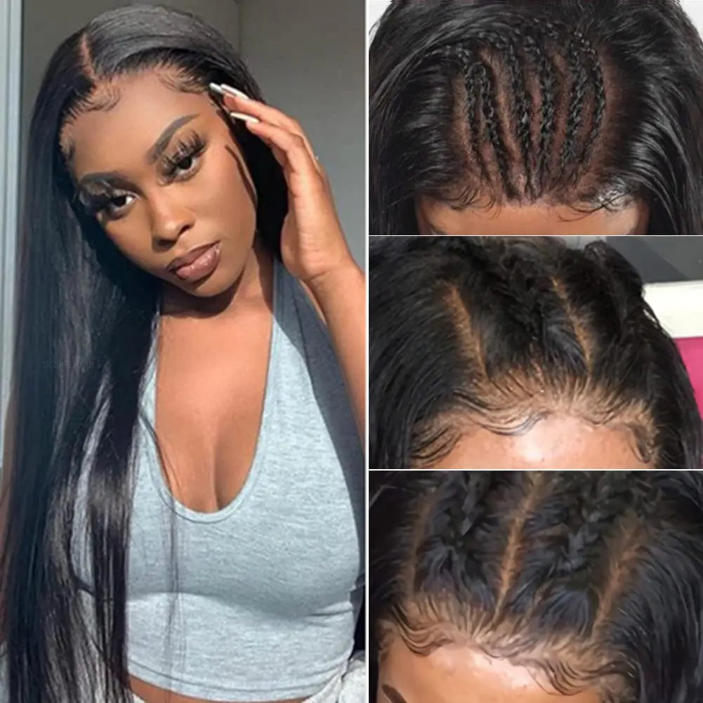 Straight Raw Human Hair Lace Front Wigs Hairline Wig Virgin Human Hair Hd Lace Frontal Wig Vendor  for Black Women