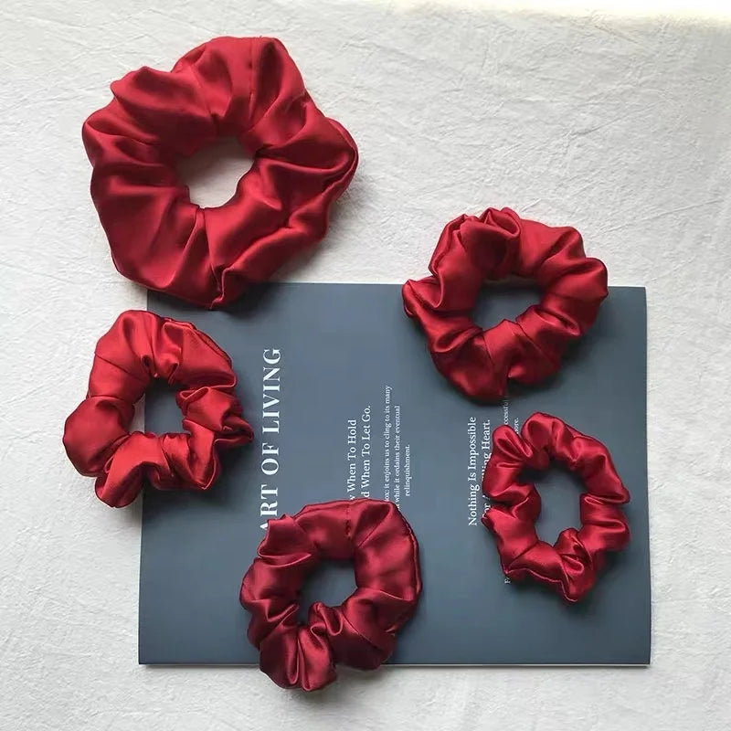Best Glossy Luxury Hot Sale Classic Elegant Hairband 19mm Silk Scrunchie 3.5cm