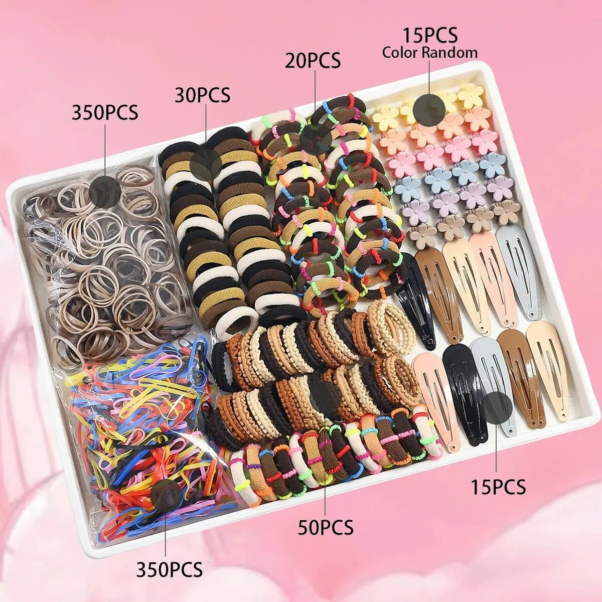 Rainbow Hair Ties Pack (1000+ pcs) 🌈✨ | Korean-Style Unisex Elastic Rubber Band Hair Accessories