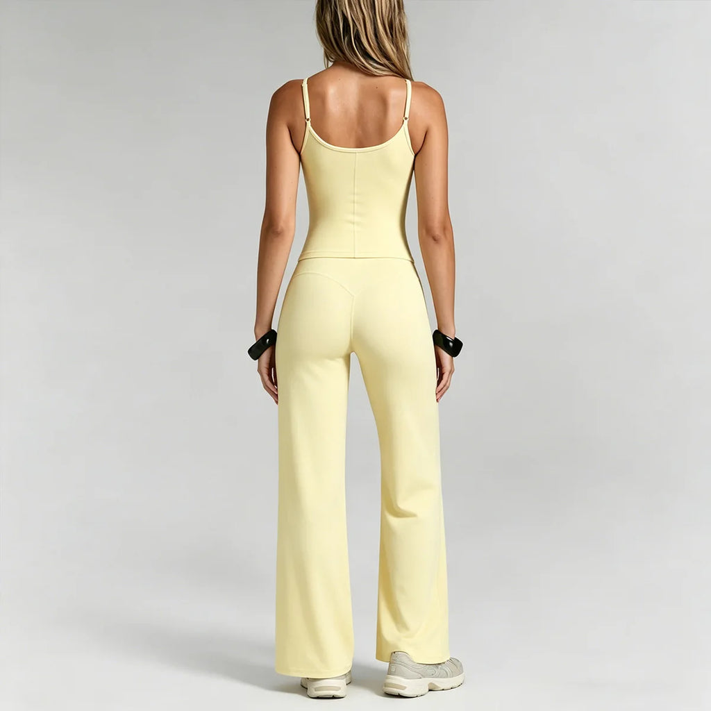 Polyamide Fitness Wear Scrunch Flare Leggings Ribbed tank Top Women Women's Sports tank Top