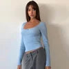 Coquette Lace Trim Bowknot Ribbed Crop Top 🎀 | Y2K Square Neck Long Sleeve Tee
