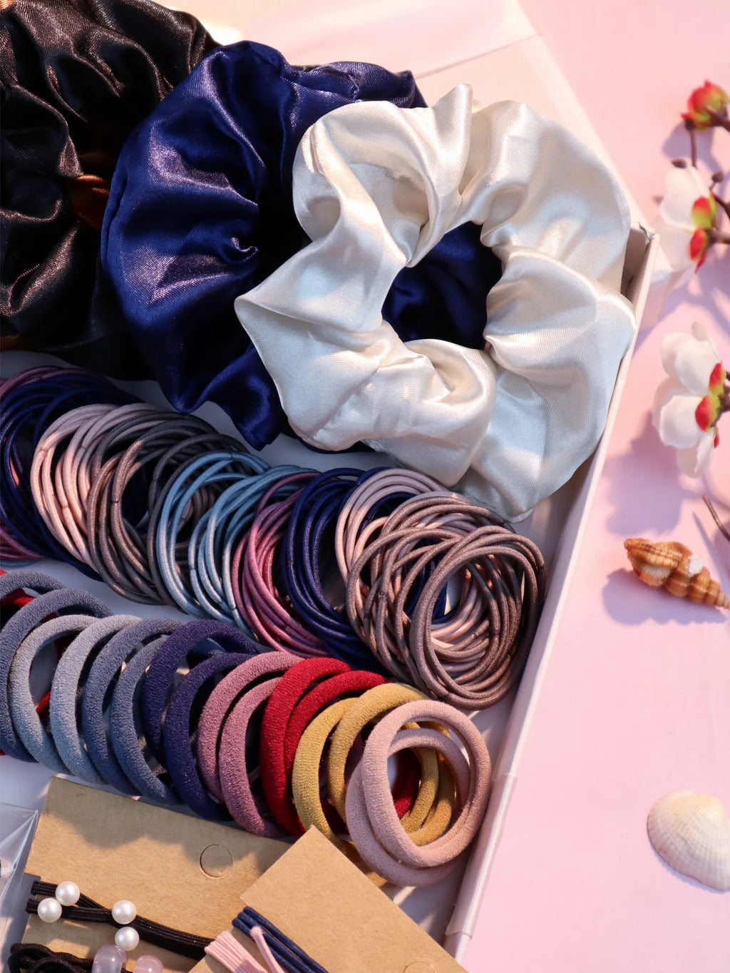 Dark Hair Accessories Ultimate Set 🖤 | 1085+ Scrunchies, Hair Ties & Bands
