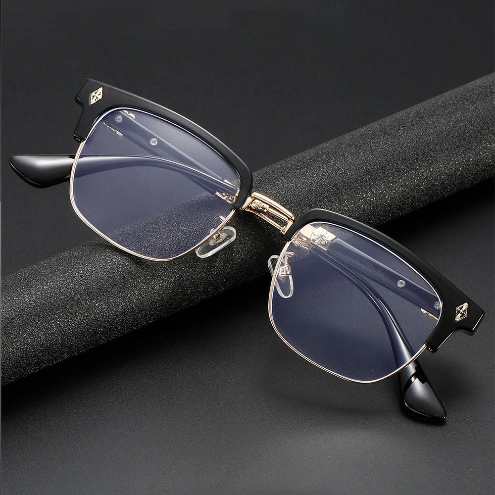 Vintage Cross Carving Glasses Men Women Luxury Half Frame