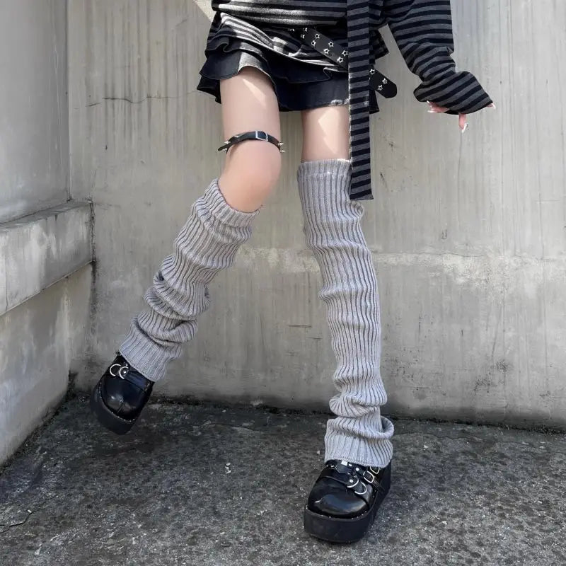 1Pair High-quality Foot Warmers JK Bubble Socks JK Lolita Leg Warmer Y2K Punk Gothic Knitted Foot Cover Crochet Socks Boot Cuffs