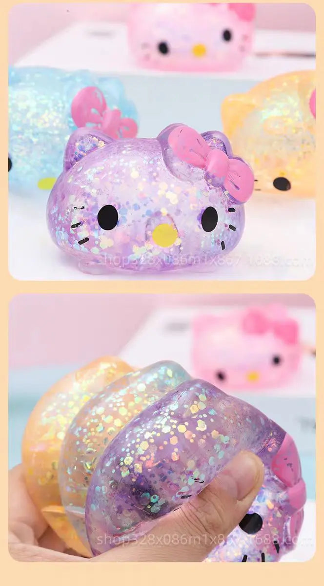 Hello Kitty Glitter Stress Ball 🐱✨ | Slow Rising Squishy Fidget Toy for Anxiety Relief
