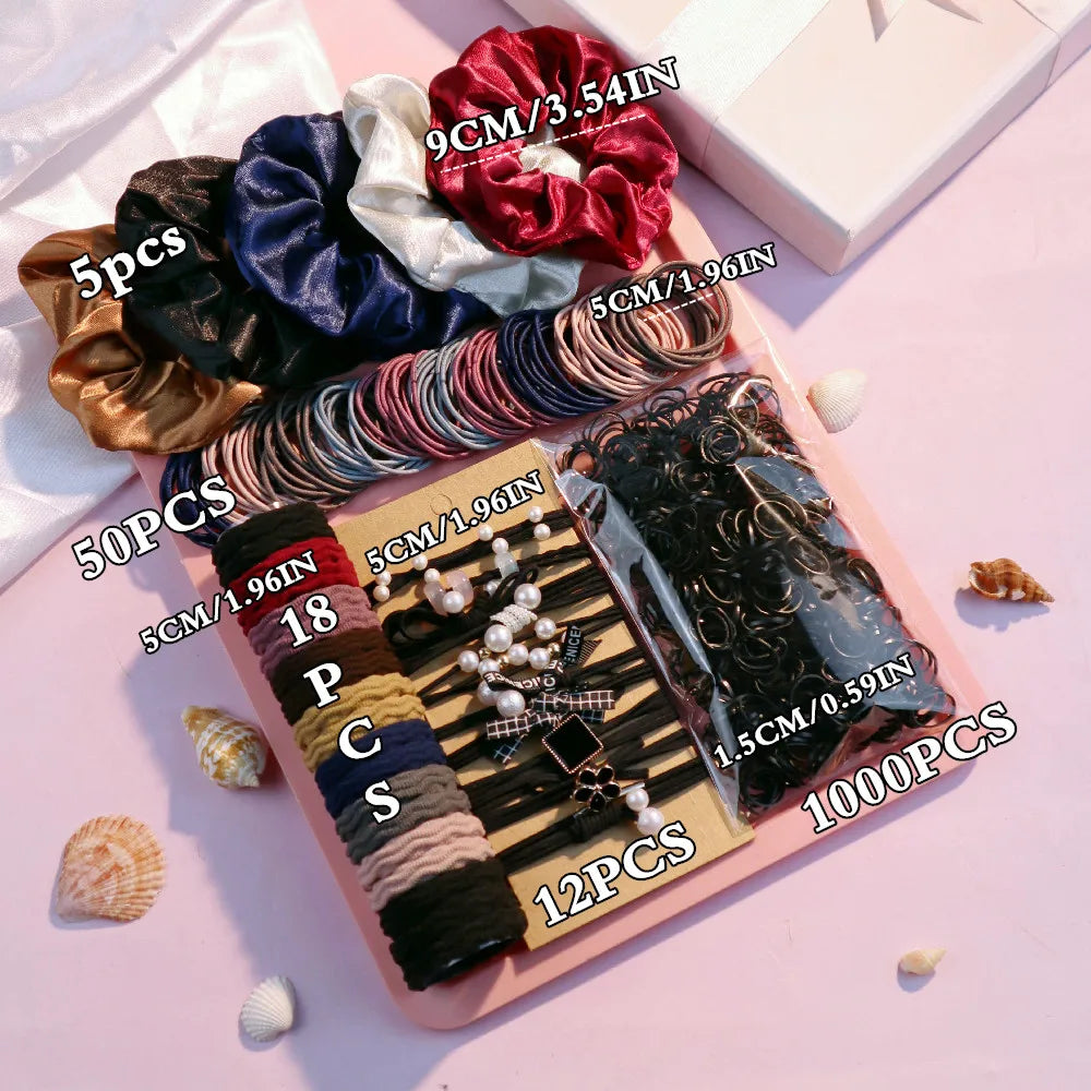 Dark Hair Accessories Ultimate Set 🖤 | 1085+ Scrunchies, Hair Ties & Bands