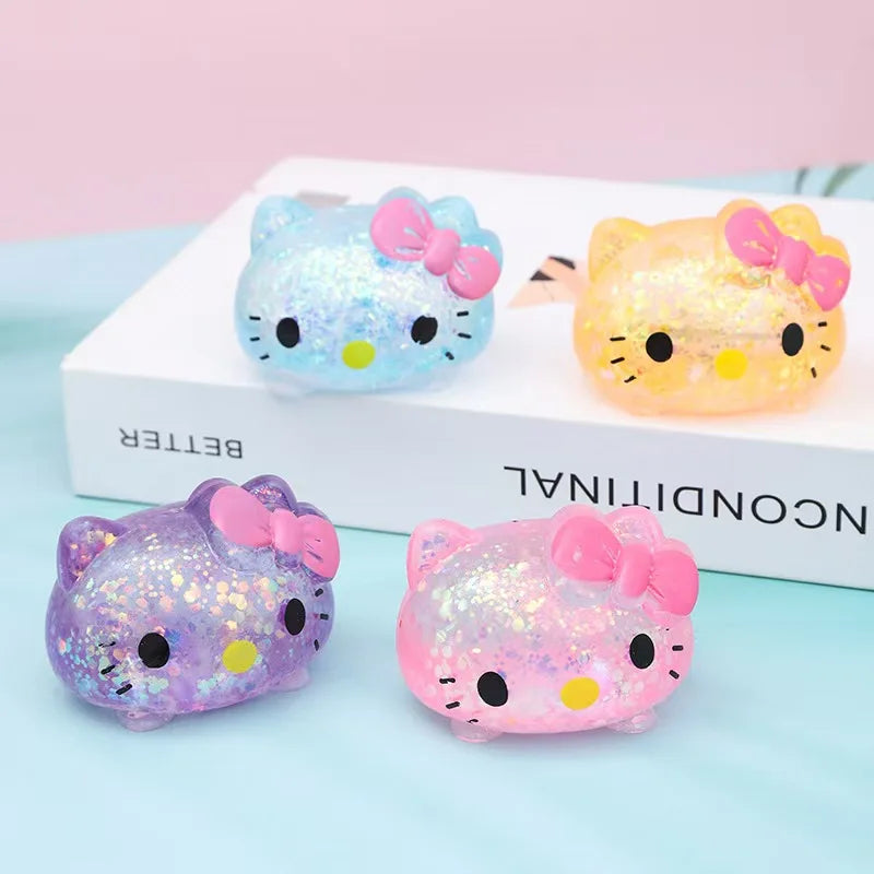Hello Kitty Glitter Stress Ball 🐱✨ | Slow Rising Squishy Fidget Toy for Anxiety Relief