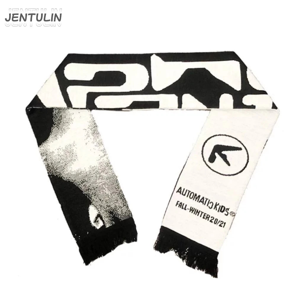 Y2K Knit Goth Scarf 🖤 | Unisex Aphex Twin Punk Streetwear Shawl
