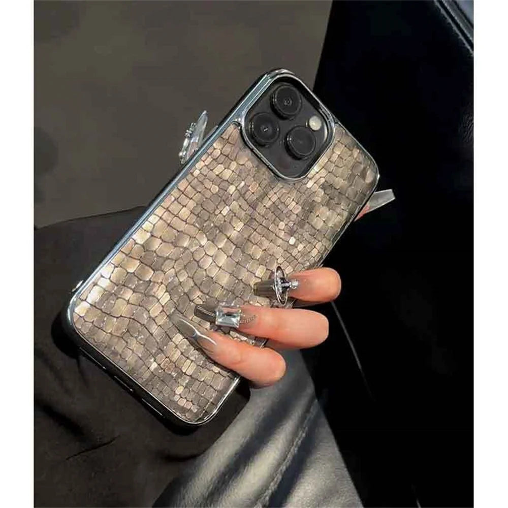 Luxury Glossy Crocodile Pattern Case For iPhone 18 17 Air 16 15 14 13 12 Pro Max Plus Plating Cool Armor Shockproof Bright Cover
