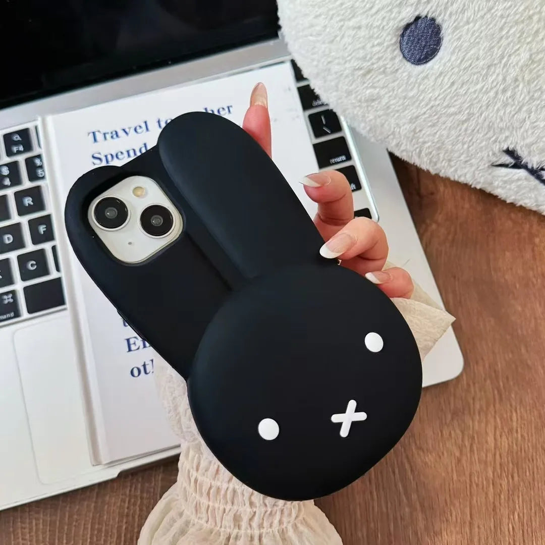 Cute Miffy Phone Case Silicone 17/16/15/14/13/12/11ProMax Kawaii Iphone Anti Drop Simple All Wrap Soft Case Gift Toy