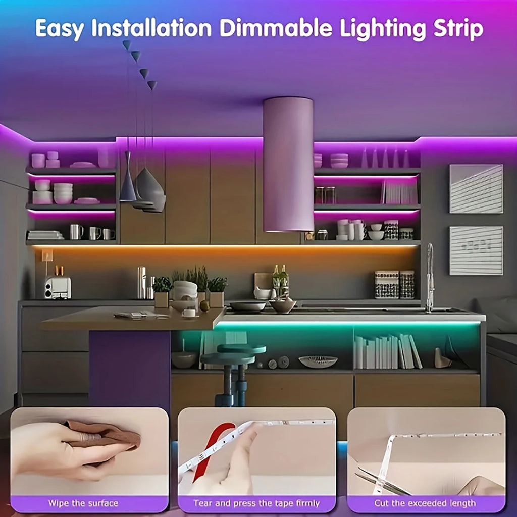RGB LED Strip Lights with Remote 🎨💡 | 1m–20m Color-Changing Tape Light for Bedroom, TV & Room Decor