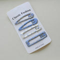 Plaid BB Hairpin Clips Set 🎂 | Korean College Style Side Clips for Girls & Women (4pc)