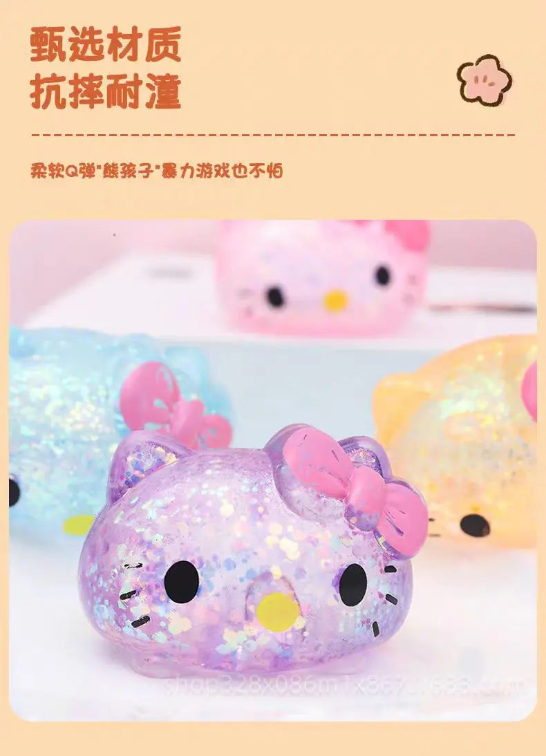 Hello Kitty Glitter Stress Ball 🐱✨ | Slow Rising Squishy Fidget Toy for Anxiety Relief