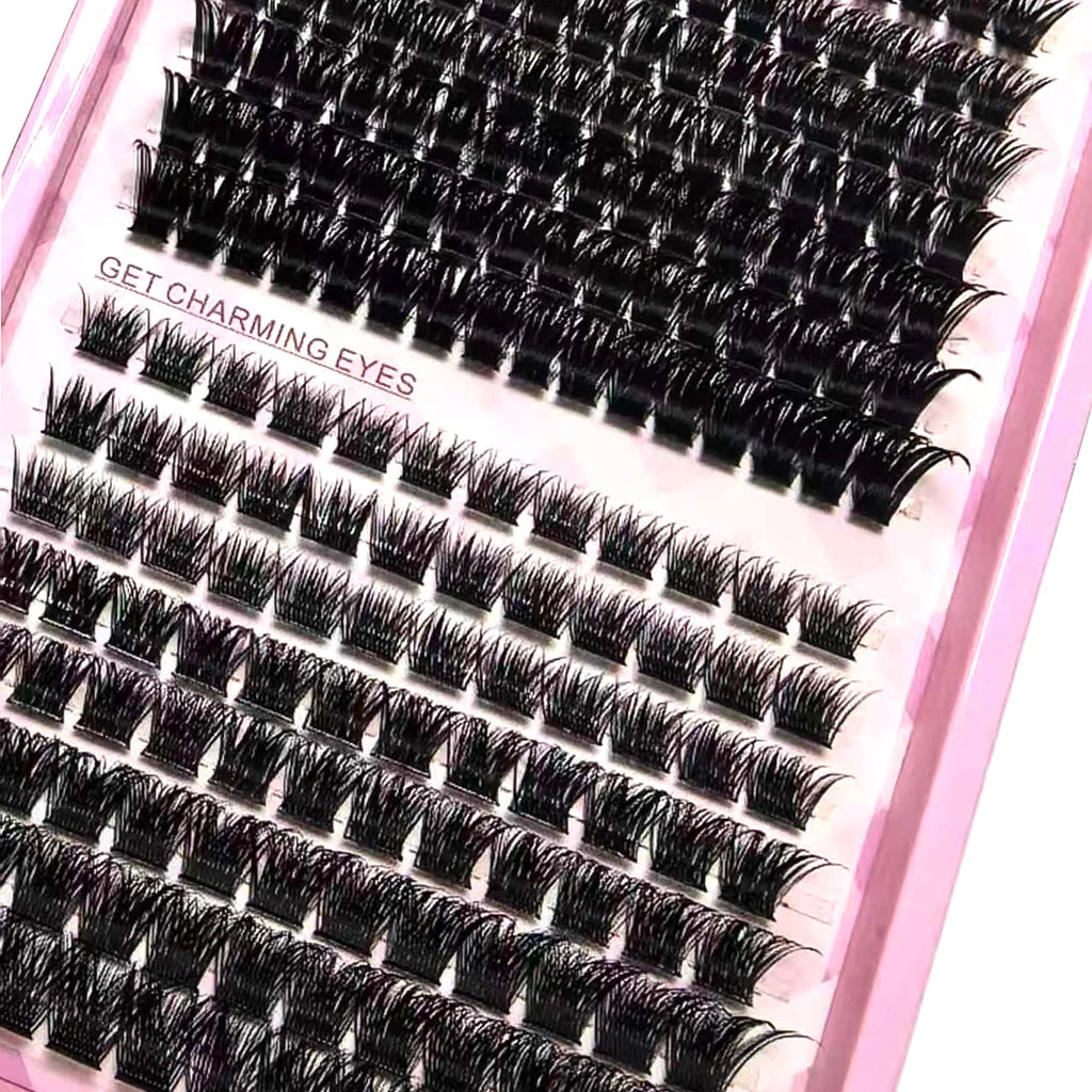 15Rows Lash Clusters Spikes Eyelash Extensions Spiky Lashes Extension Thick Individual Cluster Lashes with Spikes&Bottom Lashes