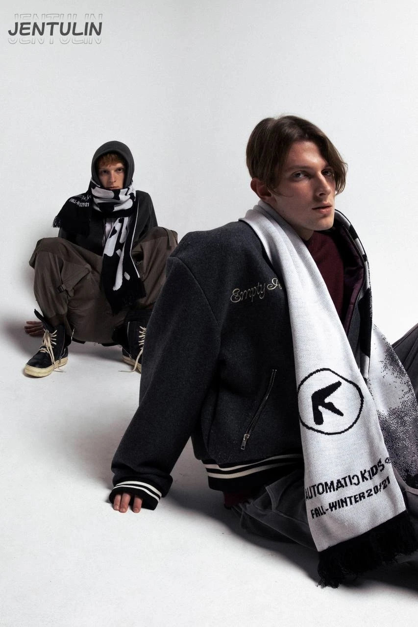 Y2K Knit Goth Scarf 🖤 | Unisex Aphex Twin Punk Streetwear Shawl